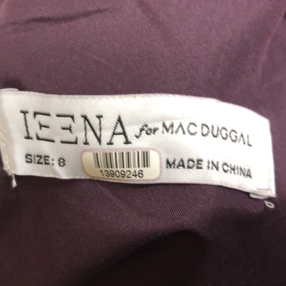 Ieena for Mac Duggal Plunge V-Neck Puff Long Sleeve Jumpsuit Size 8 Plum Purple - Picture 7 of 12